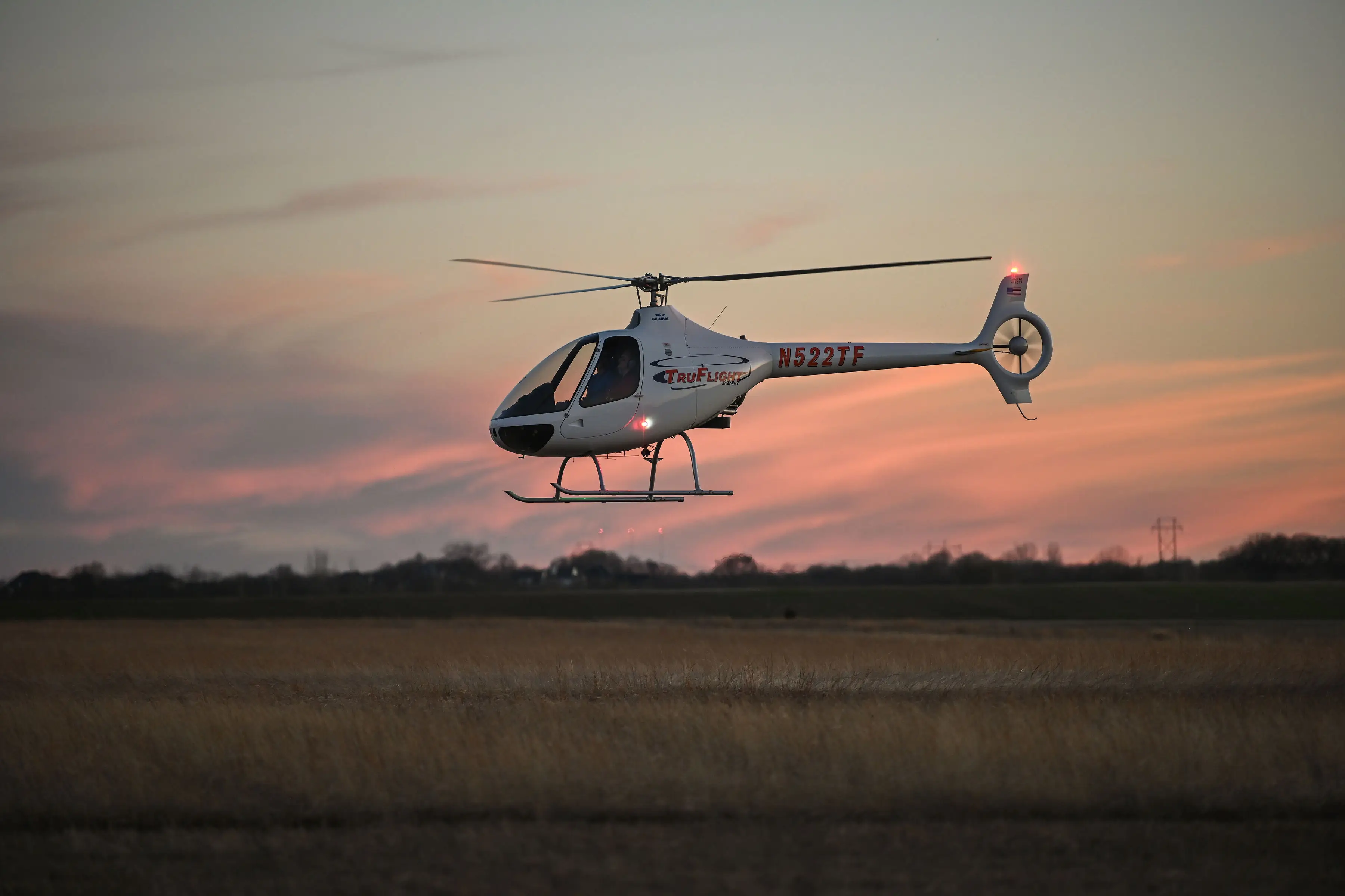 TruFlight Cabri helicopter in the sunset