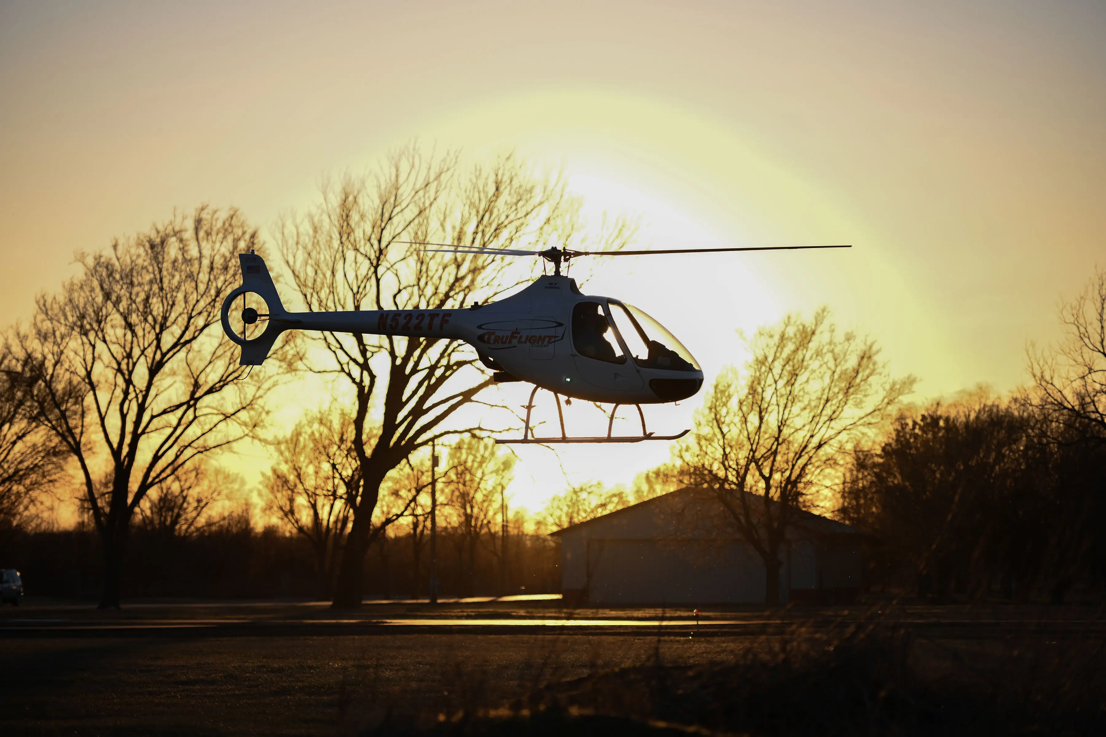 TruFlight Academy Helicopter Dawn Takeoff at Dallas Airport