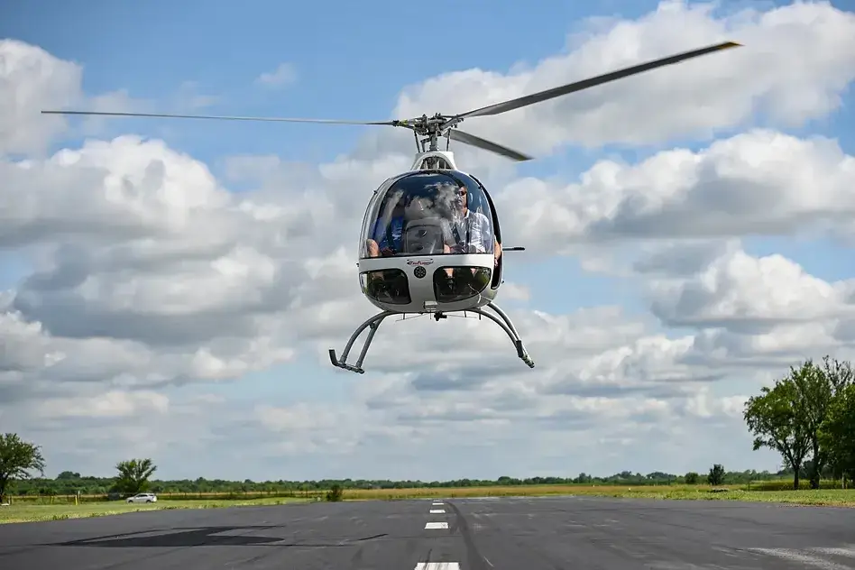 A helicopter taking off at TruFlight Academy